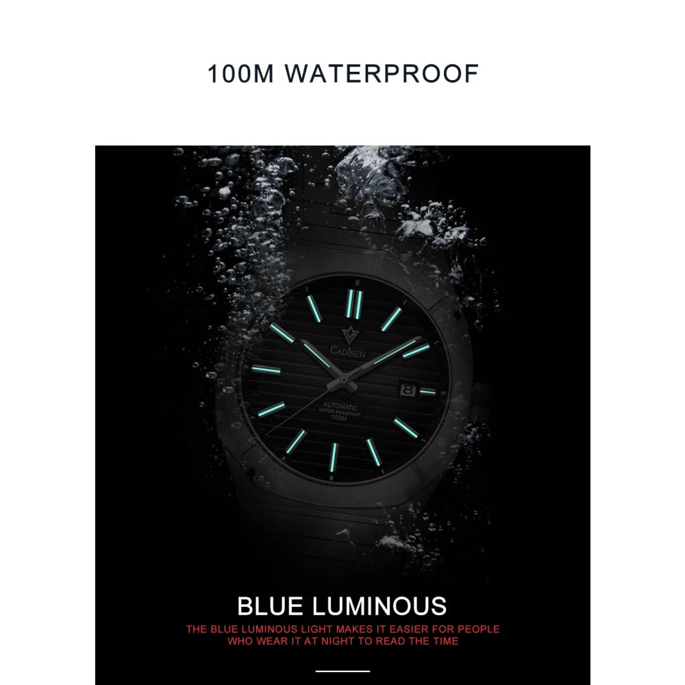 CADISEN Diver Watch Luxury Sapphire MIYOTA 8215 German Designer Men Automatic Mechanical Watches Waterproof Luminous Wristwatch