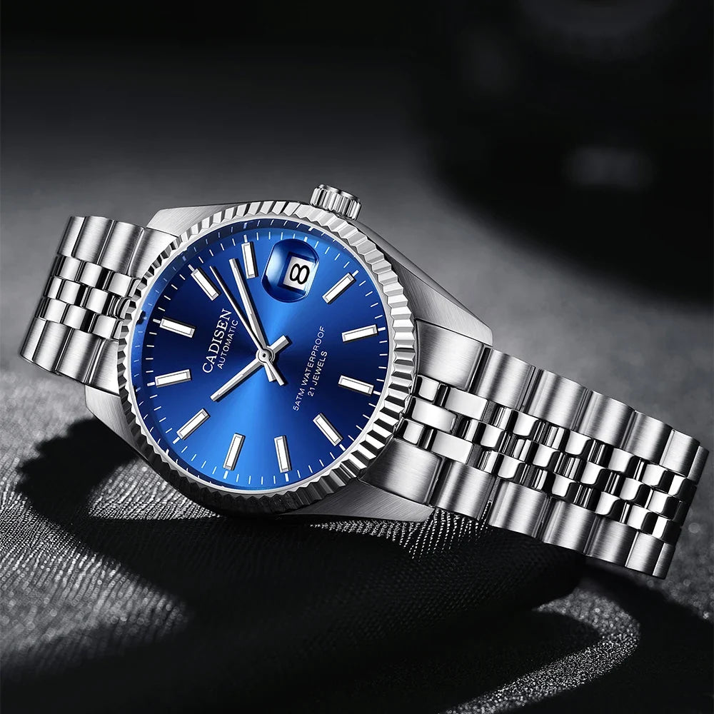 CADISEN Men Mechanical Watch Top Brand Luxury Japan MIYOTA 8215 Automatic Watch Business Stainless Steel Waterproof Watch Men