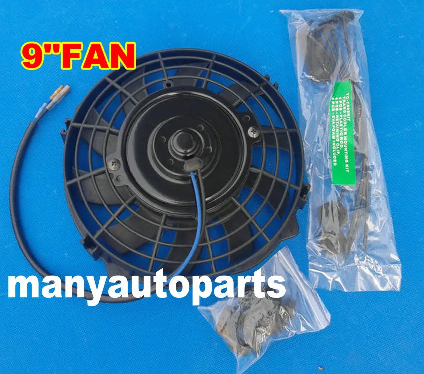 7 9 10 12  14 16 Inch Universal 12V 80W Slim Reversible Black Blade Electric Cooling Radiator Auto Fan Mounting Kit