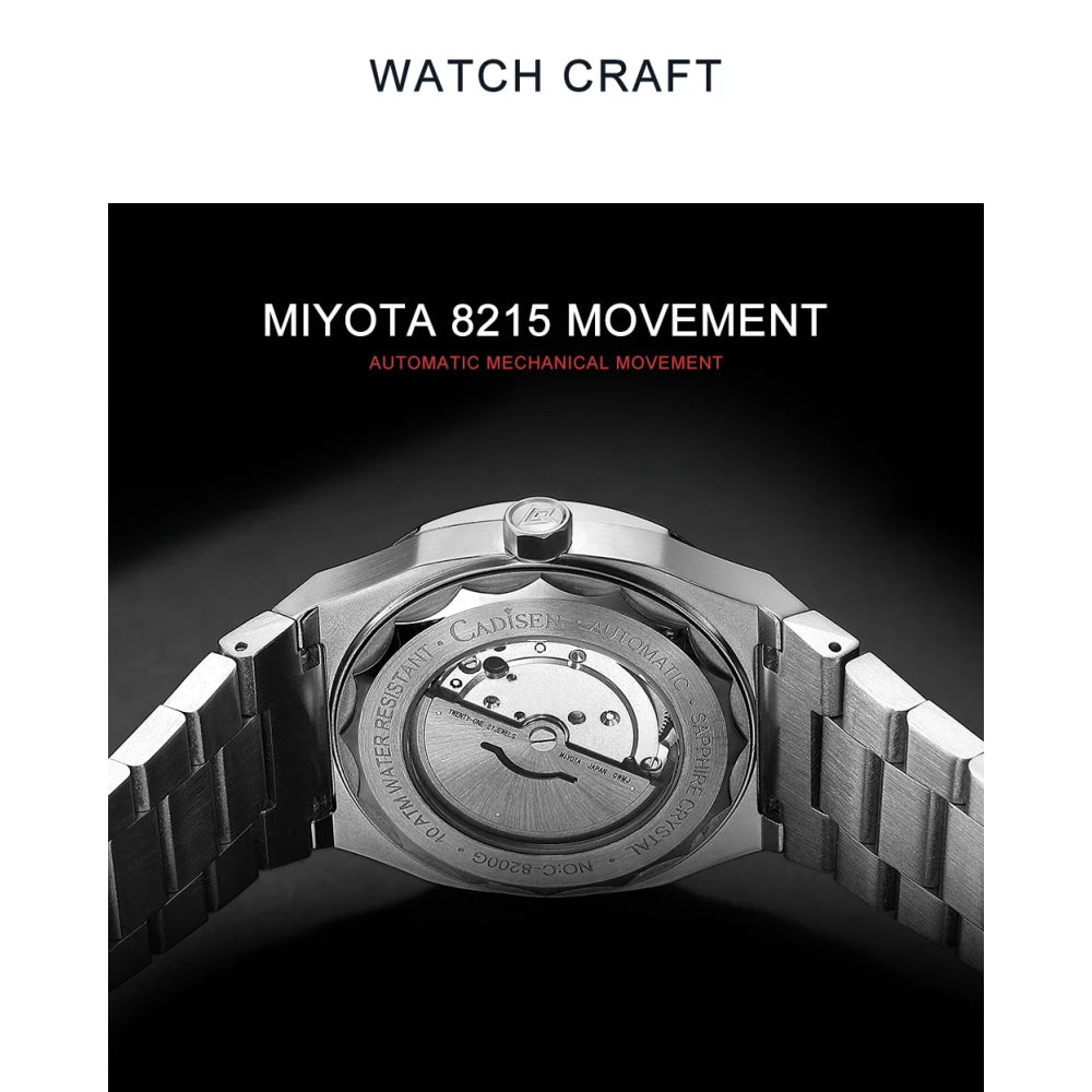 CADISEN Diver Watch Luxury Sapphire MIYOTA 8215 German Designer Men Automatic Mechanical Watches Waterproof Luminous Wristwatch