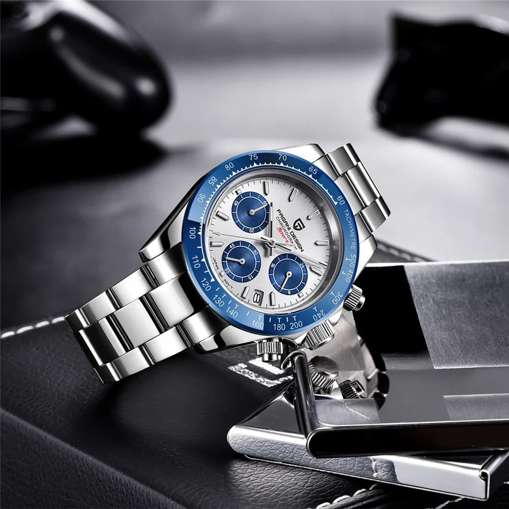 New PAGANI DESIGN PD1644 Luxury Men's Quartz Watch Automatic date Wristwatches Sport 100m Waterproof Chronograph Men Gift