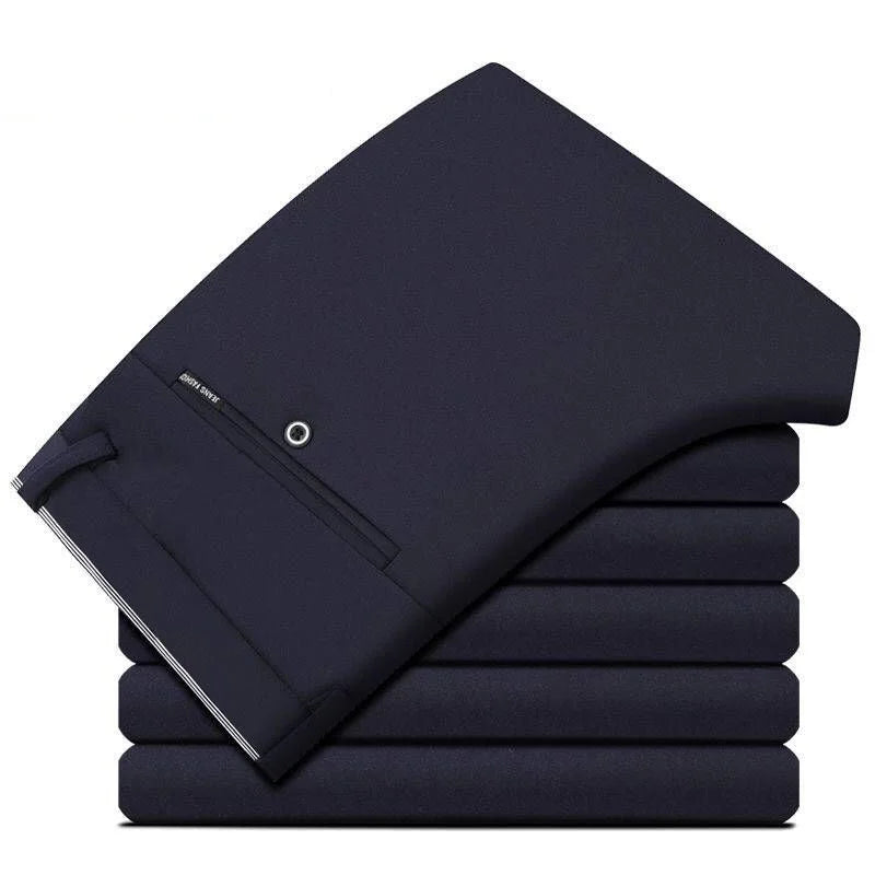 Pantalones de traje de negocios para hombre, vestido largo recto y holgado, Formal, Delgado, sólido, oficina, primavera, otoño, verano, envío directo