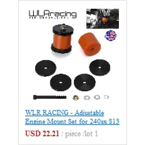 WLR RACING - For Honda Civic EG EK Jdm Engine Billet Motor Torque Mount Kit B16 B18 B20 D16 D15 WLR-MTM01