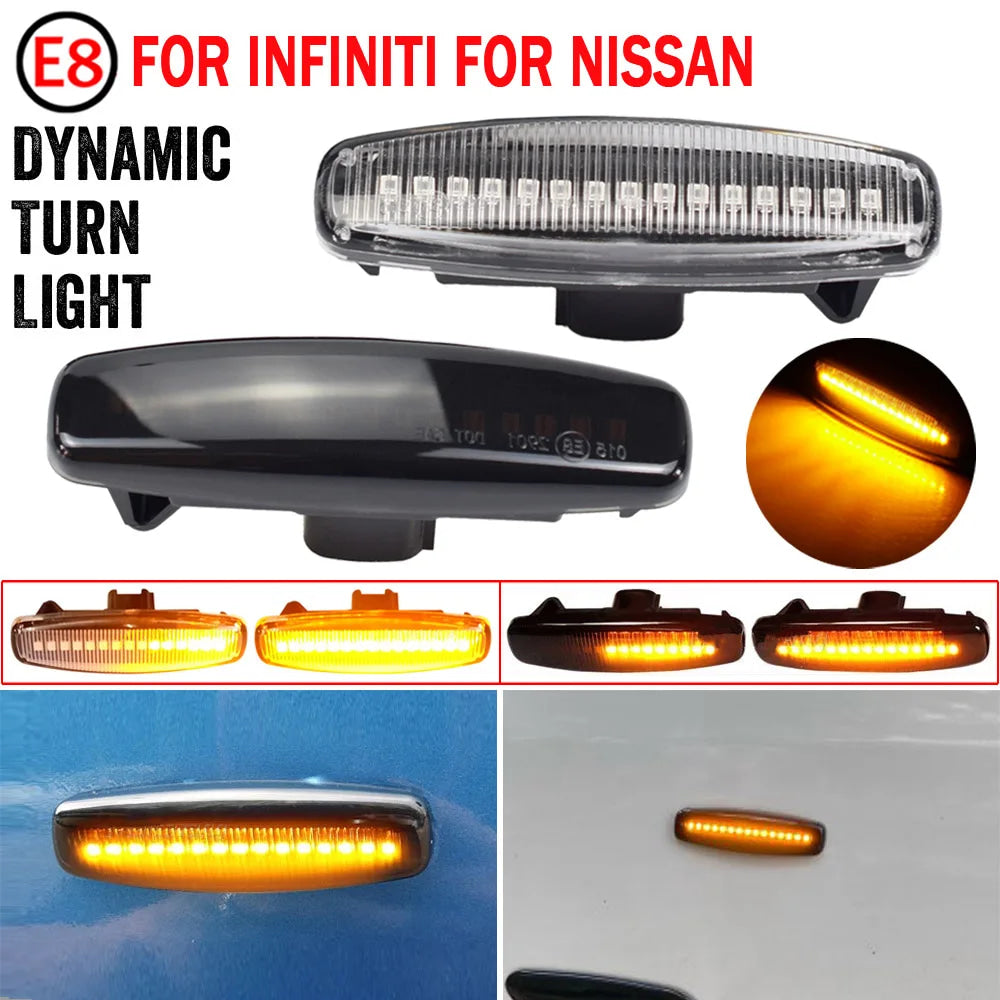 2pcs Dynamic LED Car Side Marker Lights Repeater Signal Lights For Infiniti EX35 EX37 FX30d FX35 FX37 FX50 G25 G35 G37 JX35 M25