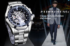 Forsining 2021 Stainless Steel Waterproof Mens Skeleton Watches Top Brand Luxury Transparent Mechanical Sport Male Wrist Watches