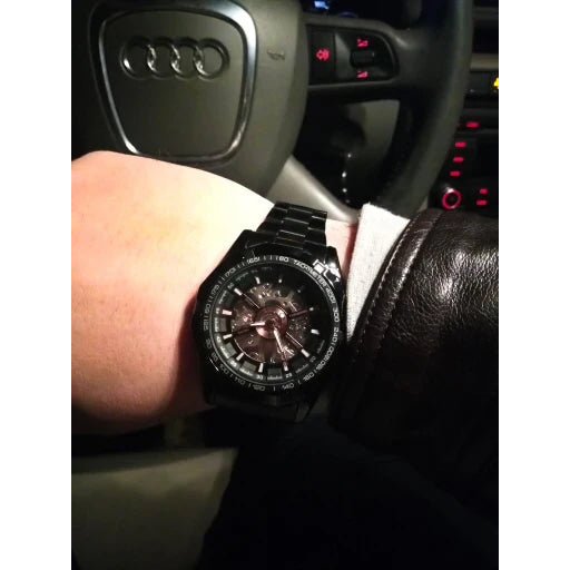 Forsining 2021 Stainless Steel Waterproof Mens Skeleton Watches Top Brand Luxury Transparent Mechanical Sport Male Wrist Watches