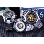 Forsining 2021 Stainless Steel Waterproof Mens Skeleton Watches Top Brand Luxury Transparent Mechanical Sport Male Wrist Watches
