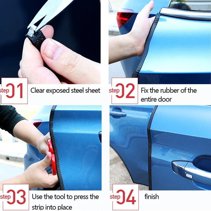 Protector de borde de puerta de coche, tiras protectoras universales para puerta de coche, tira selladora de sellado de capó de maletero para puertas de automóviles