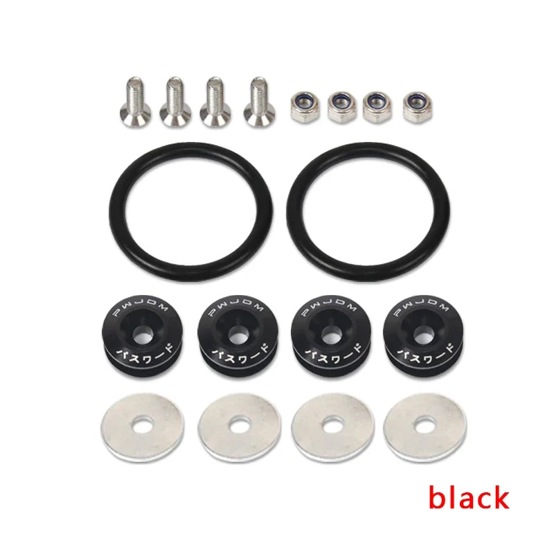JDM Quick Release Fasteners Are Ideal For Front Bumpers, Rear Bumpers, And Trunk / Hatch Lids