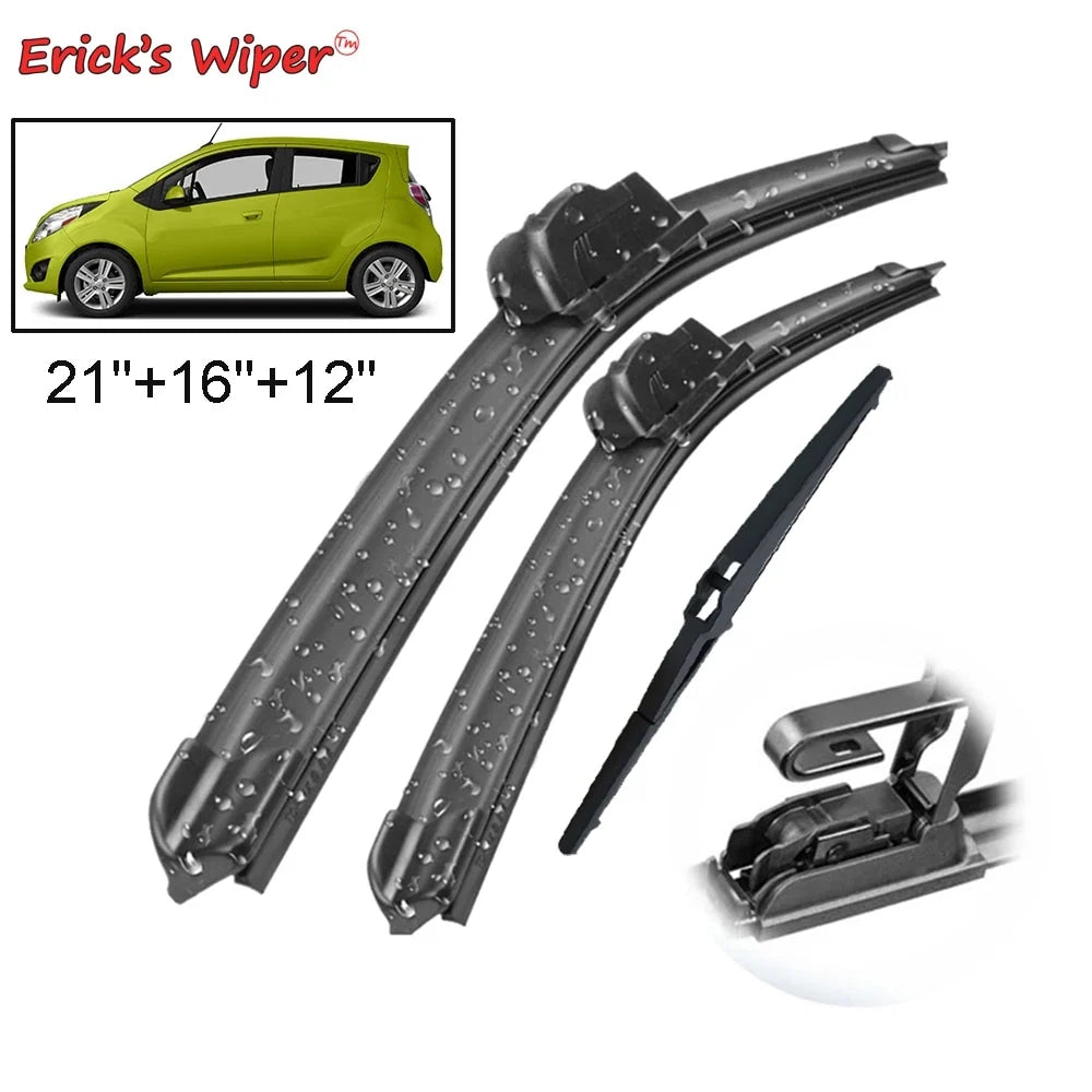 Erick's Wiper Front & Rear Wiper Blades Set Kit For Chevrolet Spark M300 2009 - 2015 Windshield Windscreen Window 21"+16"+12"