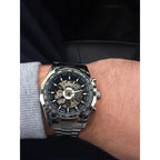 Forsining 2021 Stainless Steel Waterproof Mens Skeleton Watches Top Brand Luxury Transparent Mechanical Sport Male Wrist Watches