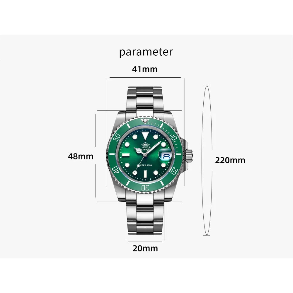 ADDIESDIVE Men's Classic Watch with Ceramic Bezel 200m Water Resistant Casual Quartz Watch BGW9 Blue Luminous Gift Watch MY-H3-2