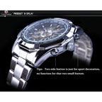Forsining 2021 Stainless Steel Waterproof Mens Skeleton Watches Top Brand Luxury Transparent Mechanical Sport Male Wrist Watches