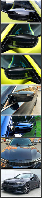 1Pair For BMW 3 Series G20 330i 2019 2020 Rear View Side Mirror Cover Case Trim ABS Carbon Fiber Style Car Rearview Mirror Cover
