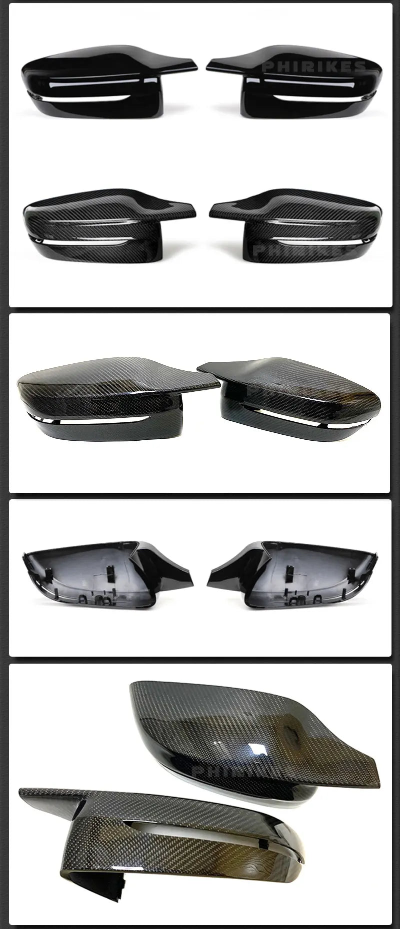 1Pair For BMW 3 Series G20 330i 2019 2020 Rear View Side Mirror Cover Case Trim ABS Carbon Fiber Style Car Rearview Mirror Cover
