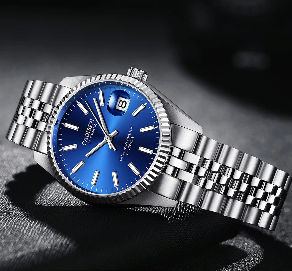CADISEN Men Mechanical Watch Top Brand Luxury Japan MIYOTA 8215 Automatic Watch Business Stainless Steel Waterproof Watch Men