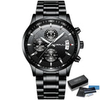 CRRJU Men Quartz Wristwatches Luxury Brand Sporty Chronograph Watches with 316 Stainless Steel Luminous Hands Male Clock Red