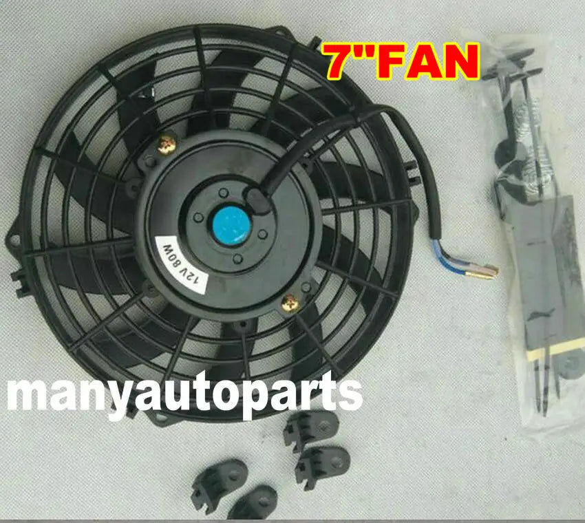 7 9 10 12  14 16 Inch Universal 12V 80W Slim Reversible Black Blade Electric Cooling Radiator Auto Fan Mounting Kit