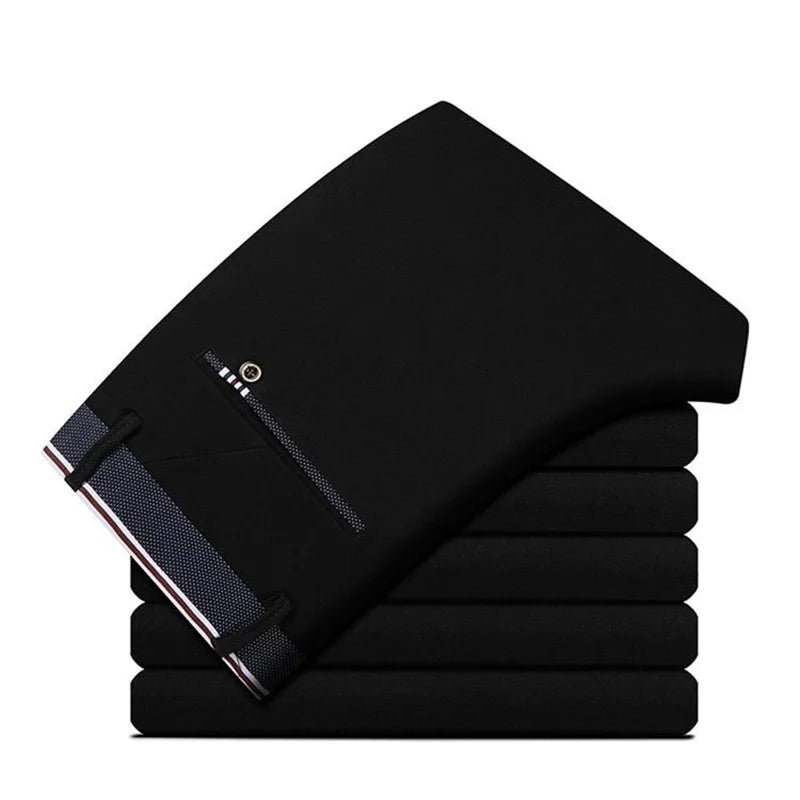 Pantalones de traje de negocios para hombre, vestido largo recto y holgado, Formal, Delgado, sólido, oficina, primavera, otoño, verano, envío directo