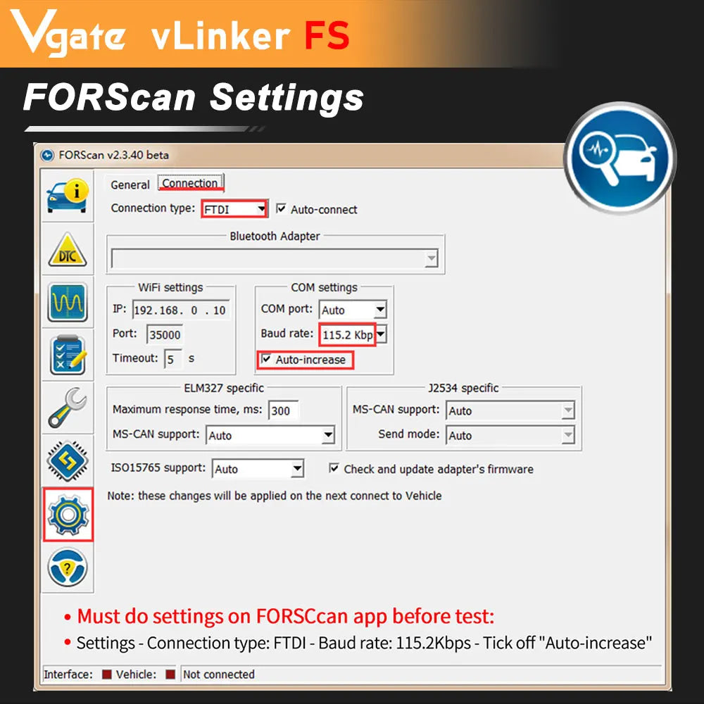Vgate vLinker FS ELM327 For Ford FORScan HS/MS-CAN ELM 327 OBD 2 OBD2 Car Diagnostic Scanner Interface Tools OBDII For Mazda
