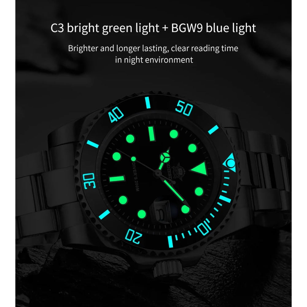 ADDIESDIVE Men's Classic Watch with Ceramic Bezel 200m Water Resistant Casual Quartz Watch BGW9 Blue Luminous Gift Watch MY-H3-2