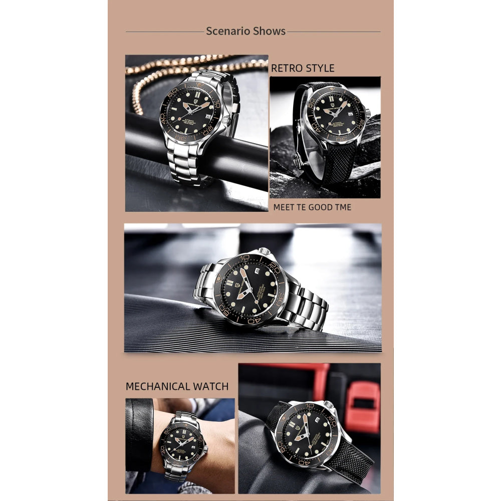 PAGANI DESIGN Men's Watches 2026 Luxury Mechanical Wristwatches Automatic Watch For Men AR Sapphire Ceramic Bezel Luminous Clock