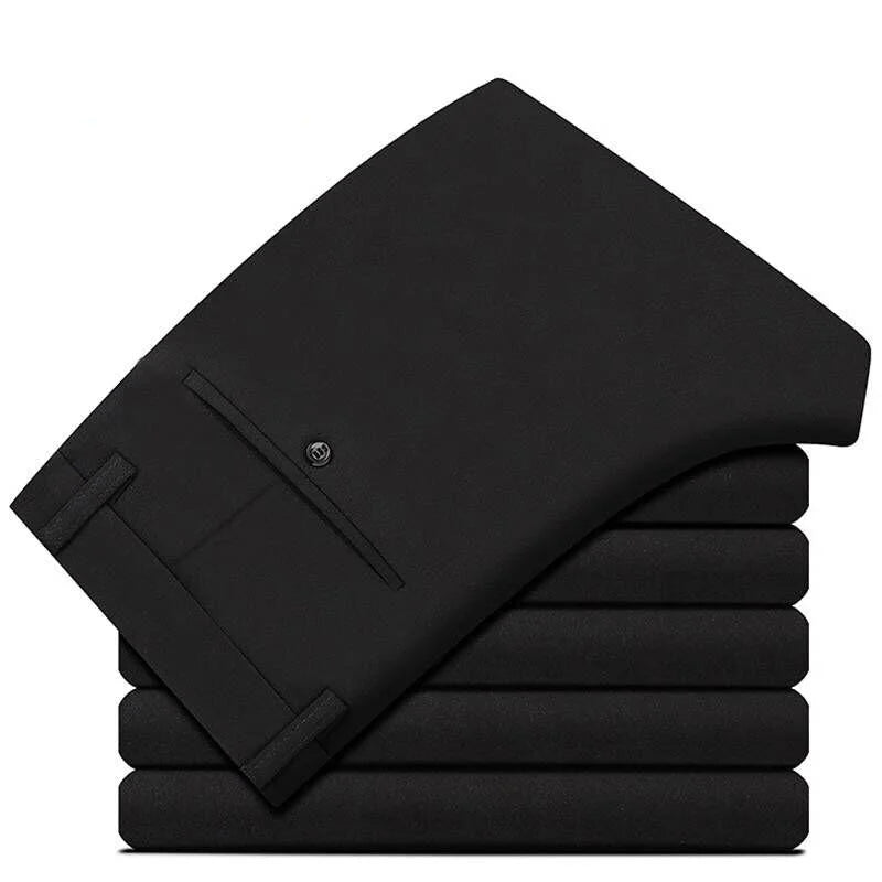 Pantalones de traje de negocios para hombre, vestido largo recto y holgado, Formal, Delgado, sólido, oficina, primavera, otoño, verano, envío directo