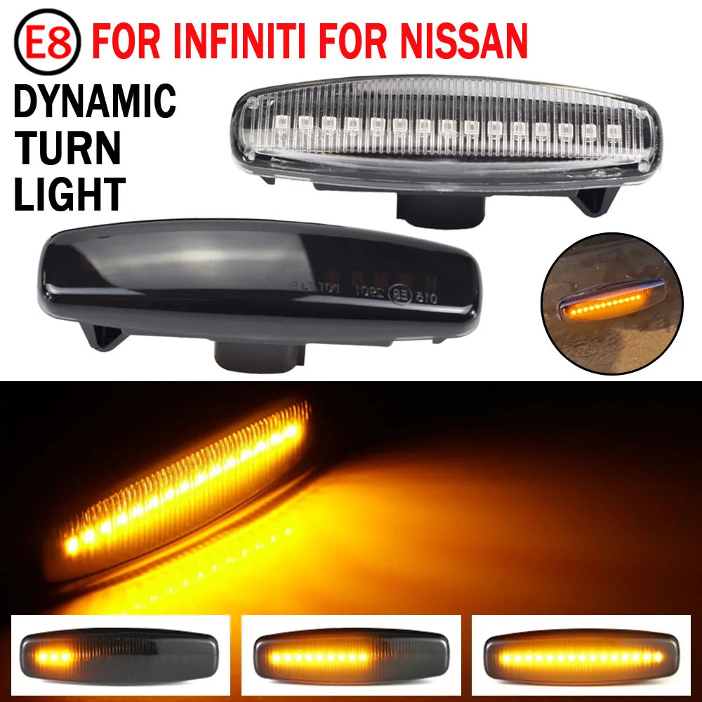 2pcs Dynamic LED Car Side Marker Lights Repeater Signal Lights For Infiniti EX35 EX37 FX30d FX35 FX37 FX50 G25 G35 G37 JX35 M25