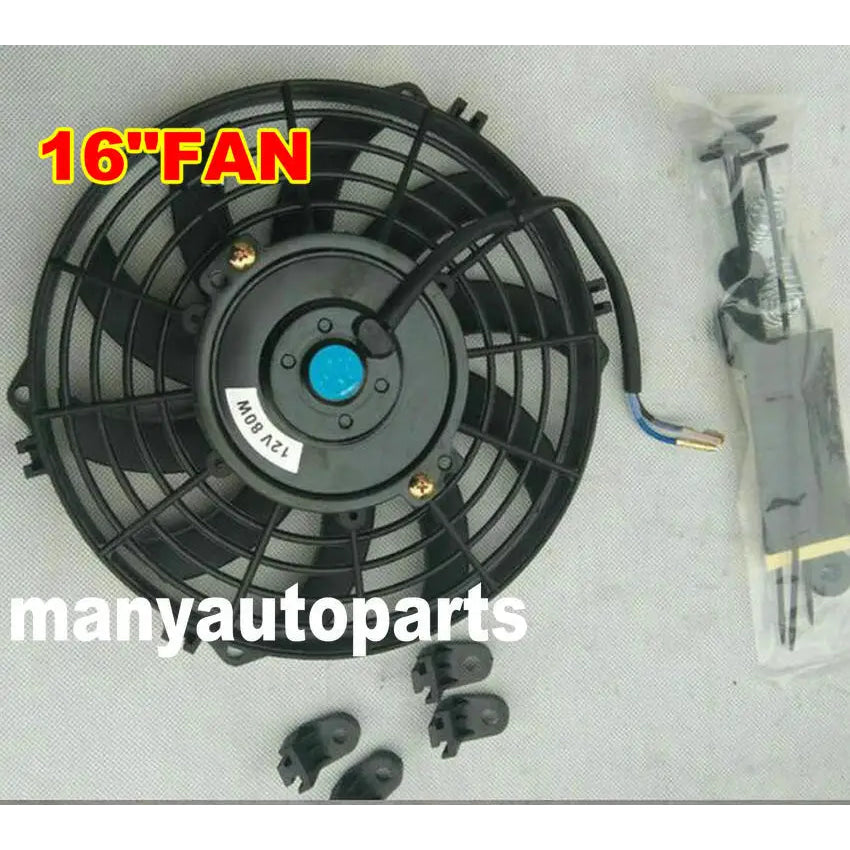 7 9 10 12  14 16 Inch Universal 12V 80W Slim Reversible Black Blade Electric Cooling Radiator Auto Fan Mounting Kit