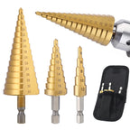 Broca escalonada recubierta de titanio HSS de 4-32mm, 4-20mm, herramienta de perforación cónica cortadora de agujeros de madera y Metal de acero de alta velocidad
