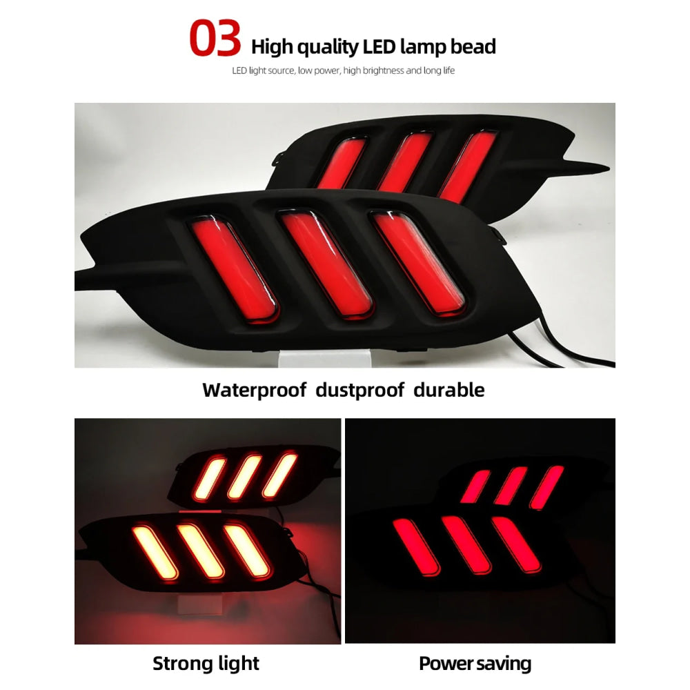 2Pcs For Honda Civic 2016 2017 2018 LED DRL Rear Bumper tail light fog lamp Brake Lights Signal lamp DRL reflector Lamp