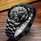 CRRJU Men Quartz Wristwatches Luxury Brand Sporty Chronograph Watches with 316 Stainless Steel Luminous Hands Male Clock Red