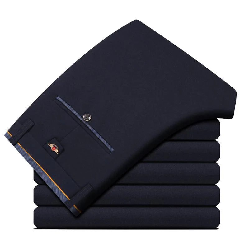 Pantalones de traje de negocios para hombre, vestido largo recto y holgado, Formal, Delgado, sólido, oficina, primavera, otoño, verano, envío directo