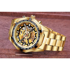 Forsining 2021 Stainless Steel Waterproof Mens Skeleton Watches Top Brand Luxury Transparent Mechanical Sport Male Wrist Watches