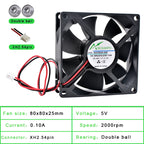 ACP8025 8cm 80mm ventilador 80x80x25mm DC5V 12V 24V 2pin ventilador de refrigeración adecuado para inversor de corriente del chasis