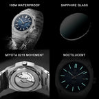 CADISEN Diver Watch Luxury Sapphire MIYOTA 8215 German Designer Men Automatic Mechanical Watches Waterproof Luminous Wristwatch