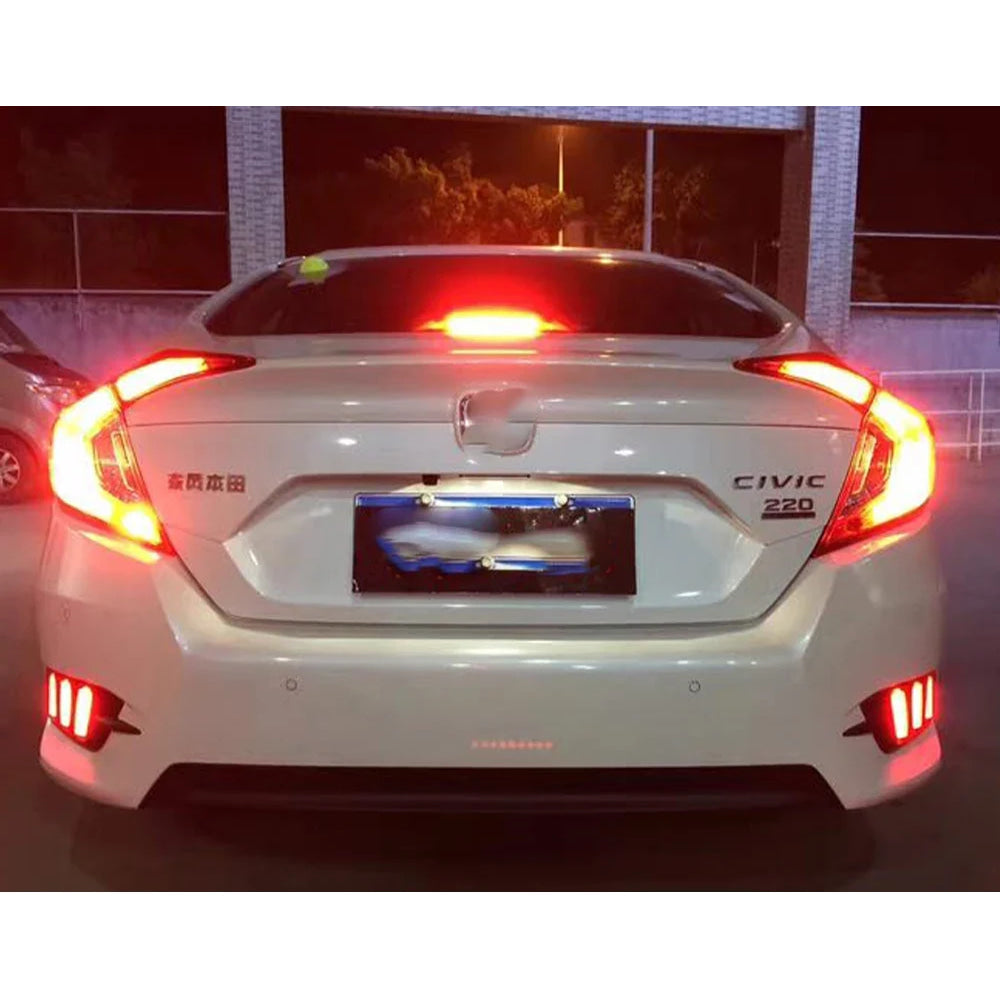 2Pcs For Honda Civic 2016 2017 2018 LED DRL Rear Bumper tail light fog lamp Brake Lights Signal lamp DRL reflector Lamp