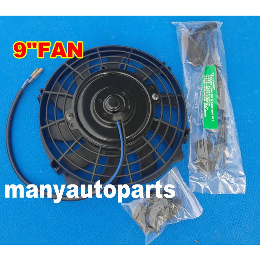 7 9 10 12  14 16 Inch Universal 12V 80W Slim Reversible Black Blade Electric Cooling Radiator Auto Fan Mounting Kit
