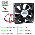 ACP8025 8cm 80mm ventilador 80x80x25mm DC5V 12V 24V 2pin ventilador de refrigeración adecuado para inversor de corriente del chasis