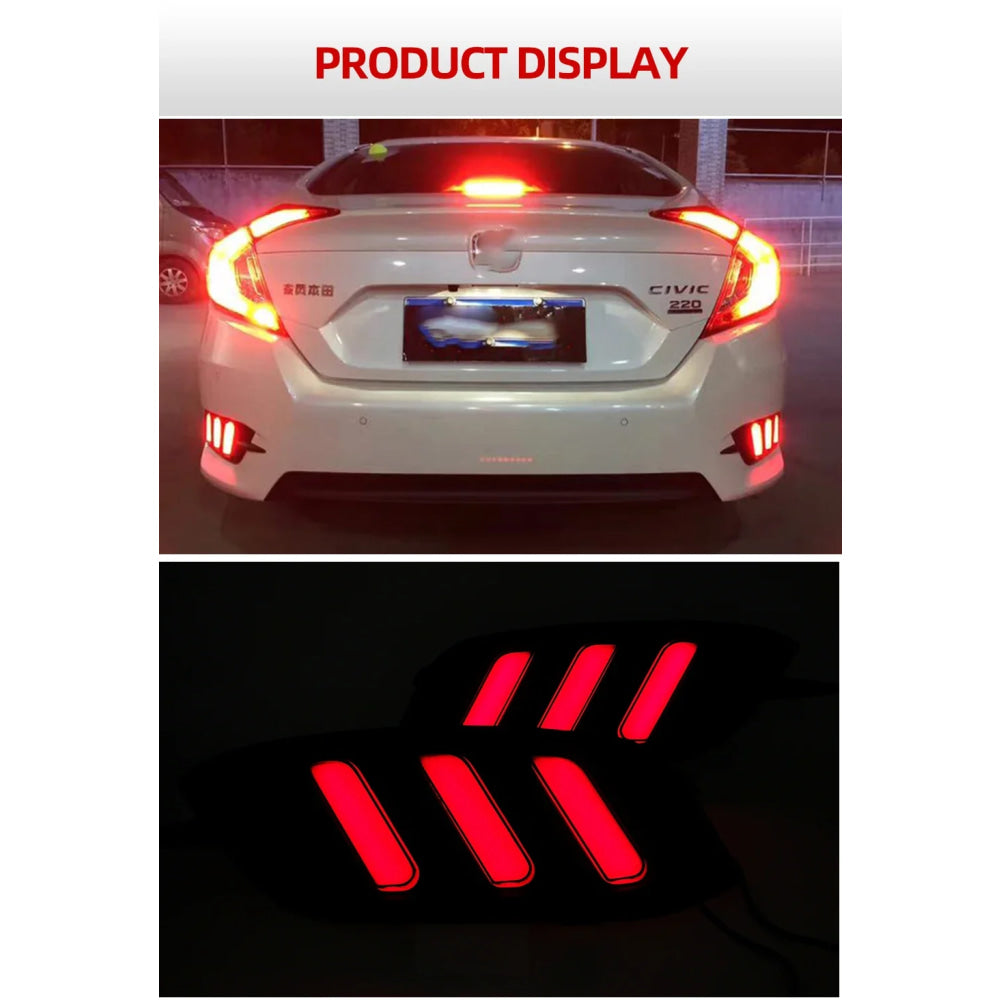 2Pcs For Honda Civic 2016 2017 2018 LED DRL Rear Bumper tail light fog lamp Brake Lights Signal lamp DRL reflector Lamp