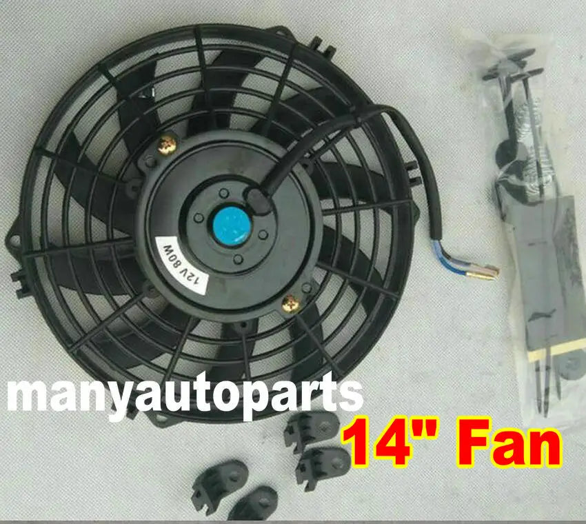 7 9 10 12  14 16 Inch Universal 12V 80W Slim Reversible Black Blade Electric Cooling Radiator Auto Fan Mounting Kit