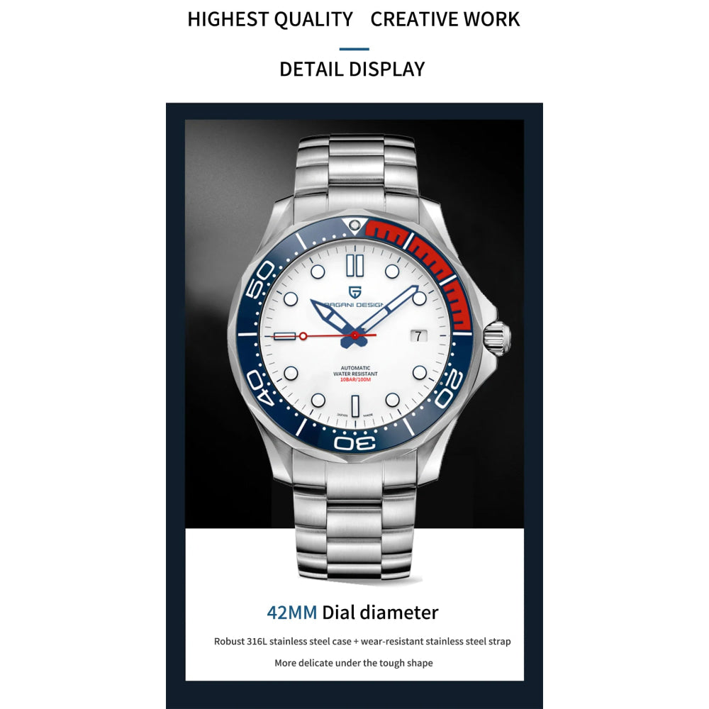 PAGANI DESIGN Men's Watches 2026 Luxury Mechanical Wristwatches Automatic Watch For Men AR Sapphire Ceramic Bezel Luminous Clock