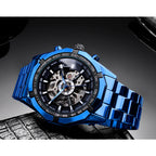Forsining 2021 Stainless Steel Waterproof Mens Skeleton Watches Top Brand Luxury Transparent Mechanical Sport Male Wrist Watches