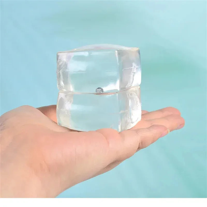 Slow Rise Sensory Toys, Transparent Ice Cube with Floating Sequins, TPR Stress Relief Fidget Toy for Adults & Kids