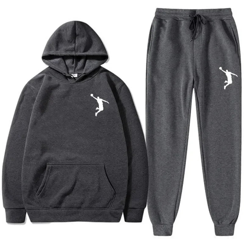 Sports Basketball Brand Sweatshirt Sweatpants Men Women 2 Pieces Sets Tracksuit Fashion Casual Hooded Sportswear Sudadera Hombre