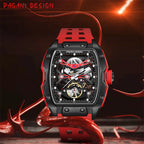 PAGANI DESIGN-reloj mecánico automático para hombre, barril de vino, tienda, estilo Venom, resistente al agua, lente de zafiro de goma, hueco