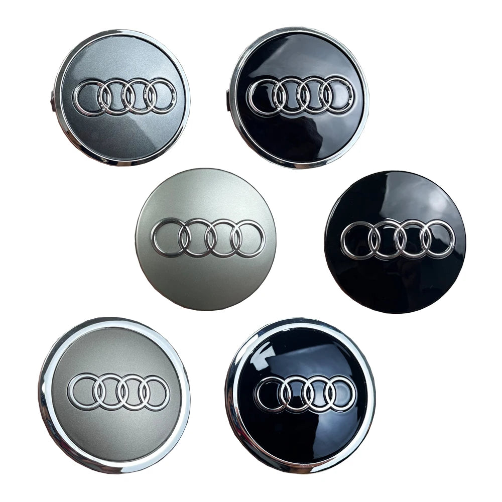4pcs For Audi Q3 Q4 Q5 Q7 S3 S4 S5 S6 S7 TT A1 A2 A3 A4 A5 A6 A7 Q2 60mm 61mm 68mm 69mm Car Wheel Center Cap Hub Covers Badge