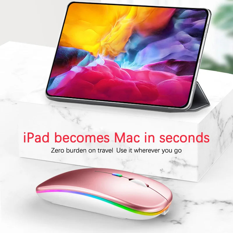 Ratón inalámbrico Bluetooth recargable con 2,4 GHz USB RGB 1600DPI ratón para ordenador portátil tableta PC Macbook Gaming Mouse Gamer