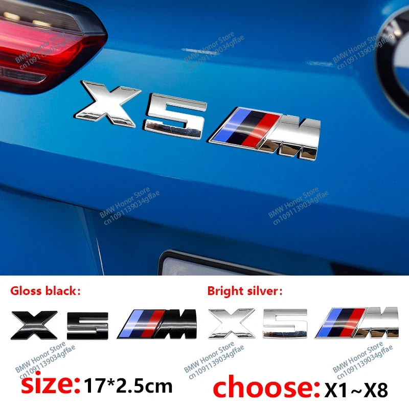 3D ABS For BMW M Logo X1 X2 X3 X4 X5 X6 X7 E84 E83 F39 F48 G01 Car Letter Rear Trunk Bumper Emblem Sticker Decal Badge Styling
