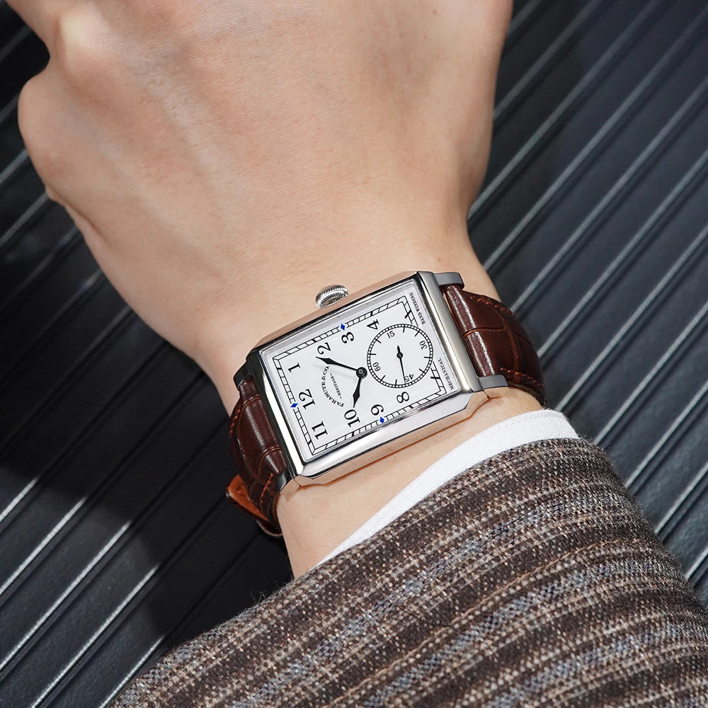 FARASUTE 2026 New Retro Wristwatches Men Casual Manual Square Customized Mechanical Movement Watch Male Sapphire Glass reloj